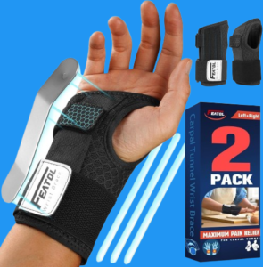 FEATOL 2 Pack Carpal Tunnel Wrist Brace For Work